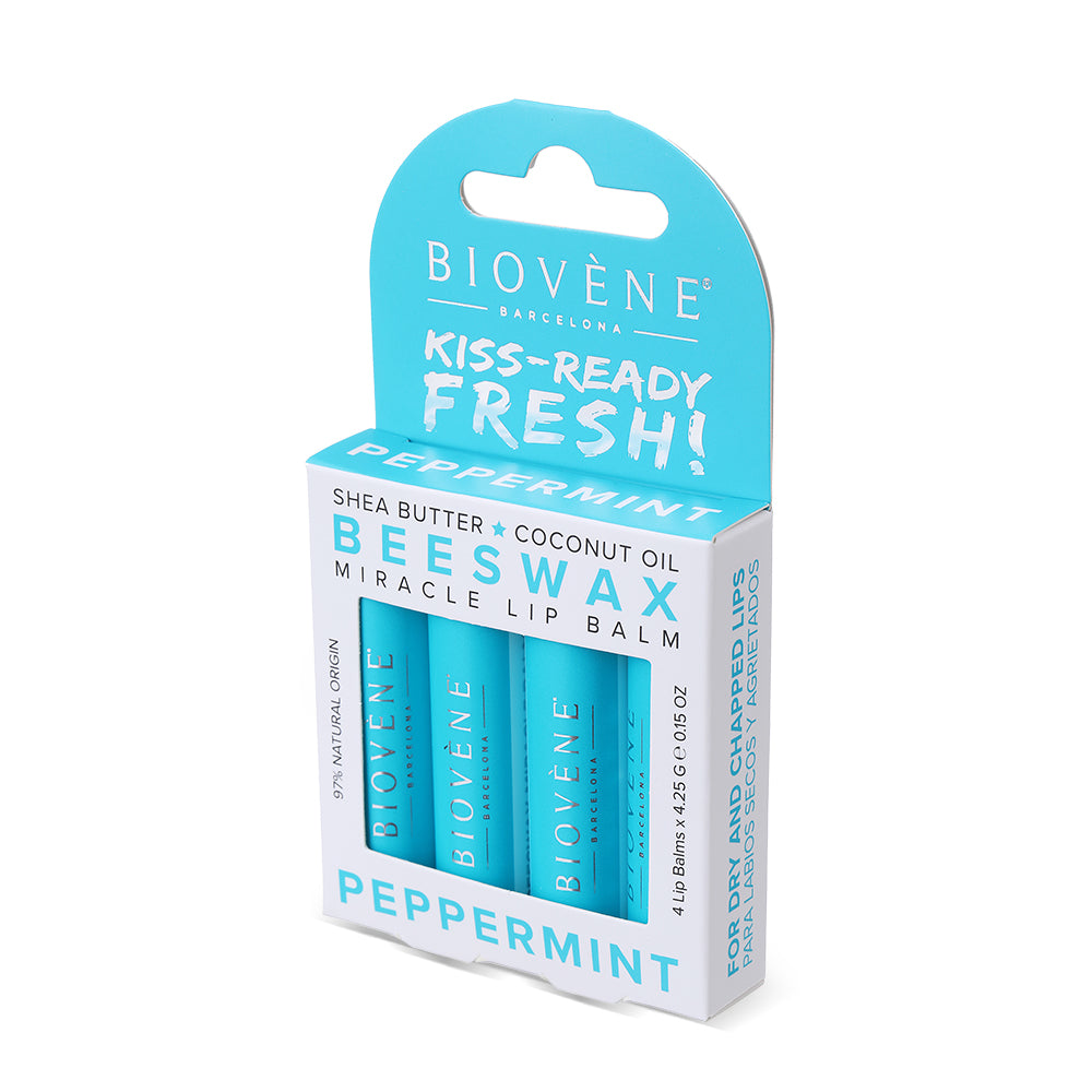 BEESWAX PEPPERMINT Extra-Moisturizing Miracle Lip Balm for Dryness, Cracking & Chapping, 4 pack