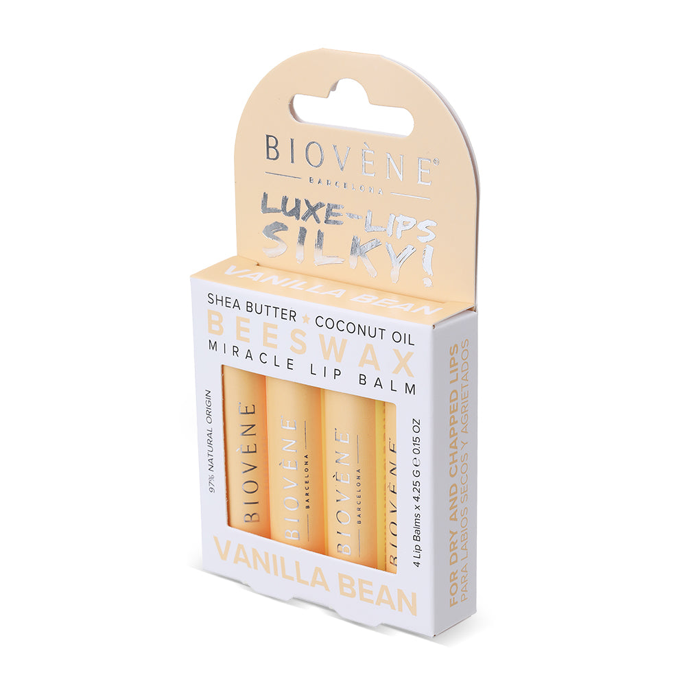 BEESWAX VANILLA BEAN Extra-Moisturizing Miracle Lip Balm for Dryness, Cracking & Chapping, 4 pack