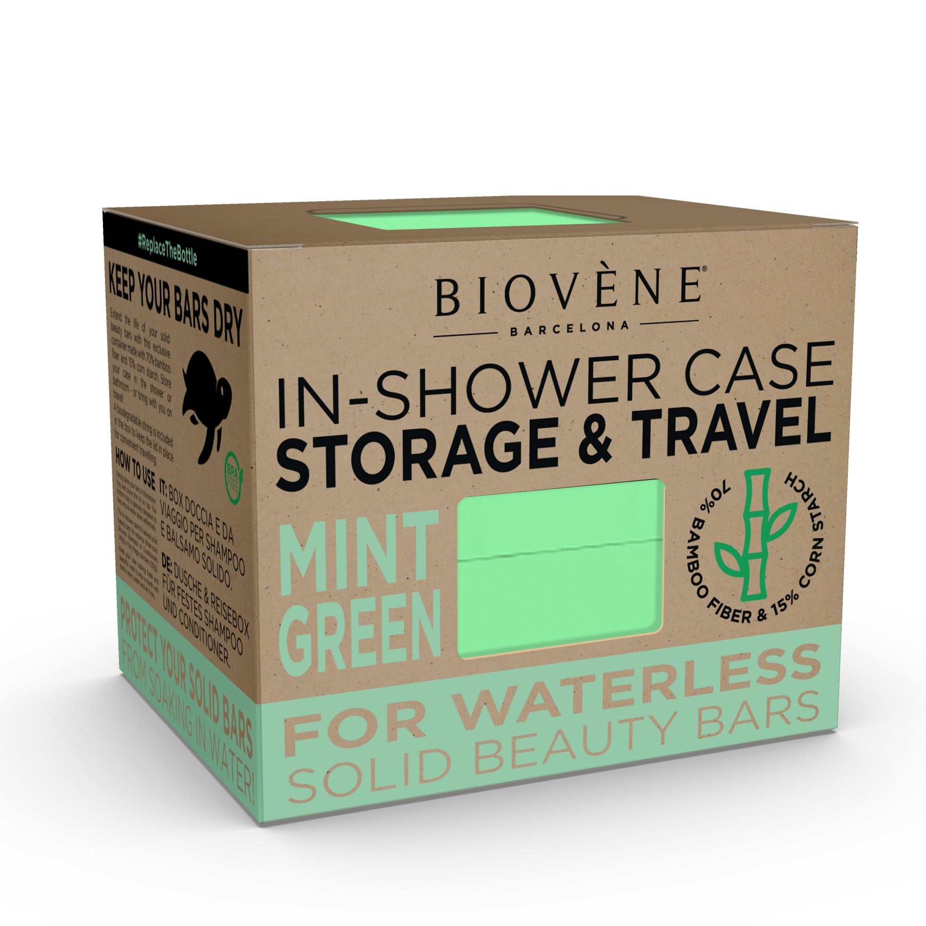BAMBOO IN-SHOWER CASE Universal Case for Storage & Travel - Mint Green
