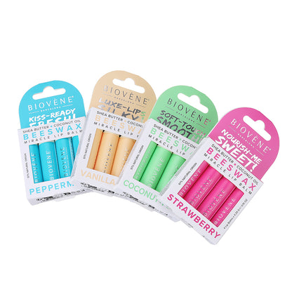 BEESWAX PEPPERMINT Extra-Moisturizing Miracle Lip Balm for Dryness, Cracking &amp; Chapping, 4 pack