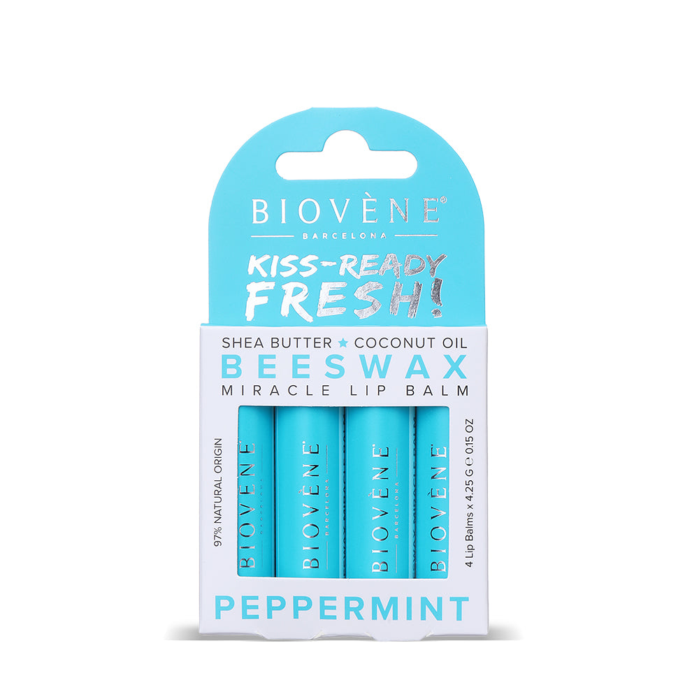 BEESWAX PEPPERMINT Extra-Moisturizing Miracle Lip Balm for Dryness, Cracking &amp; Chapping, 4 pack
