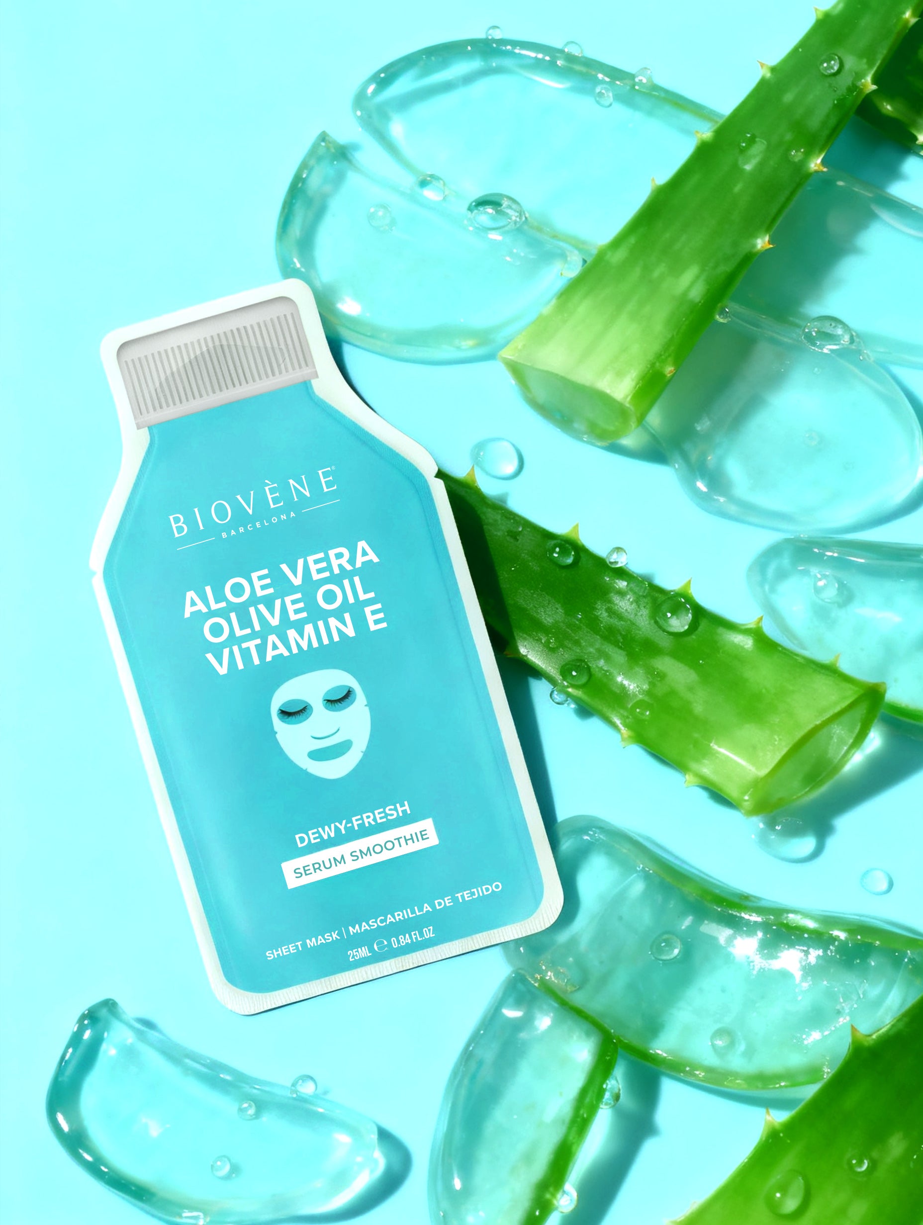 ALOE VERA + VITAMIN E DEWY-FRESH! Smoothie Serum Sheet Mask with nourishing Vitamin E, Aloe Vera &amp; Olive Oil