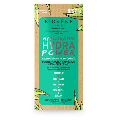 HYALURONIC HYDRA POWER Ultra-Hydration Organic Aloe Vera Biodegradable Sheet Mask