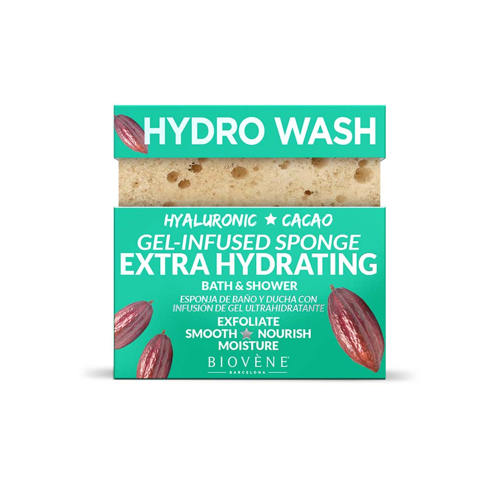 HYDRO WASH Extra Hydrating Hyaluronic Acid &amp; Cacao Gel-Infused Sponge