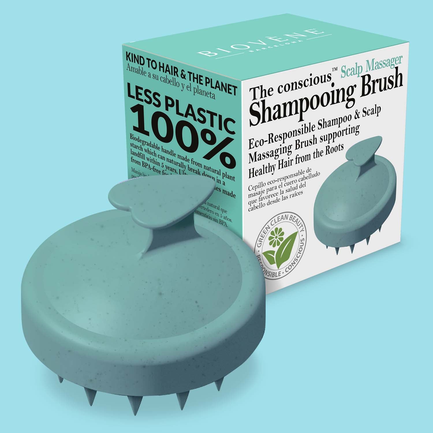 The conscious™ Biodegradable Scalp Massager, Shampooing Brush - MINT G –  Biovène Barcelona